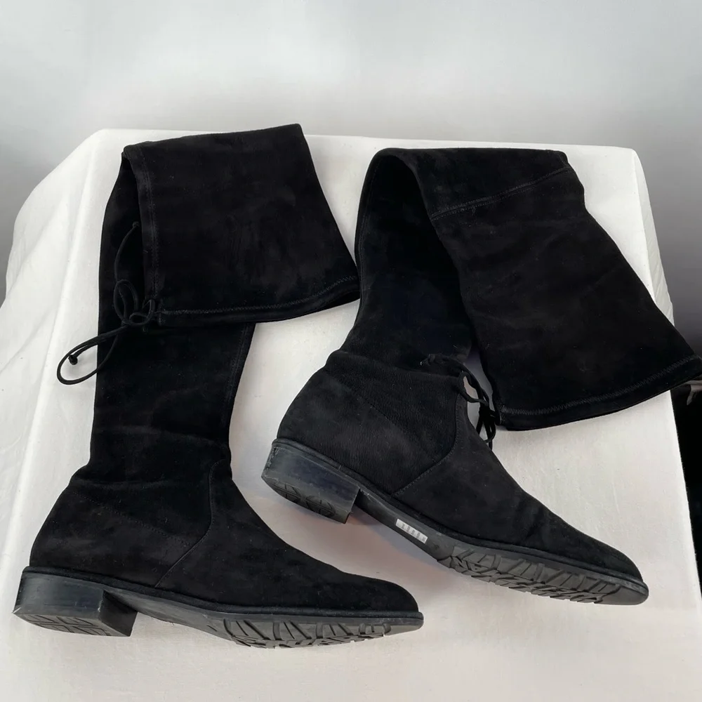 Stuart Weitzman Lowland Suede‎ Over-the-Knee Boots in Black Size 7.5